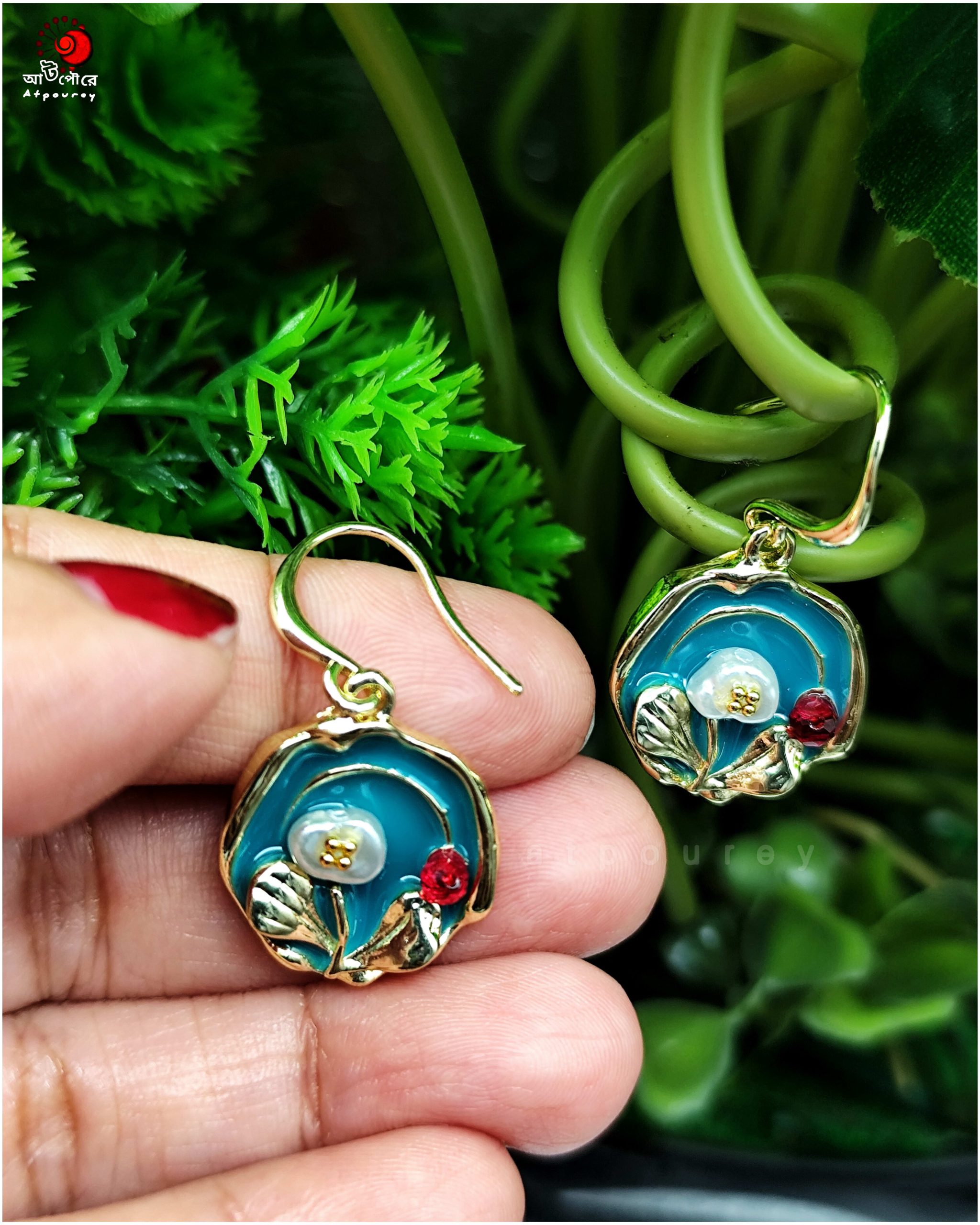 Flower Earrings Zinc Enamel - Image 4