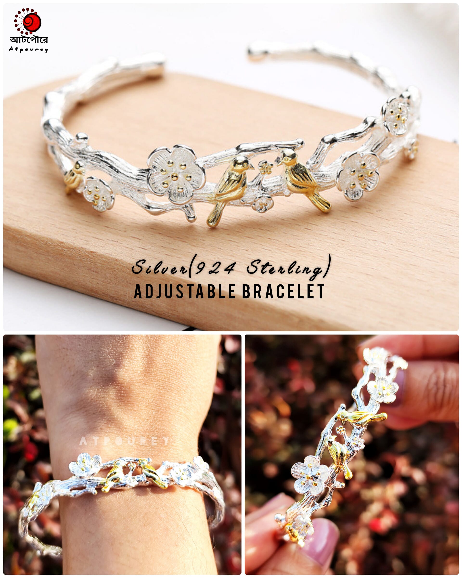 Silver Bracelet Birds