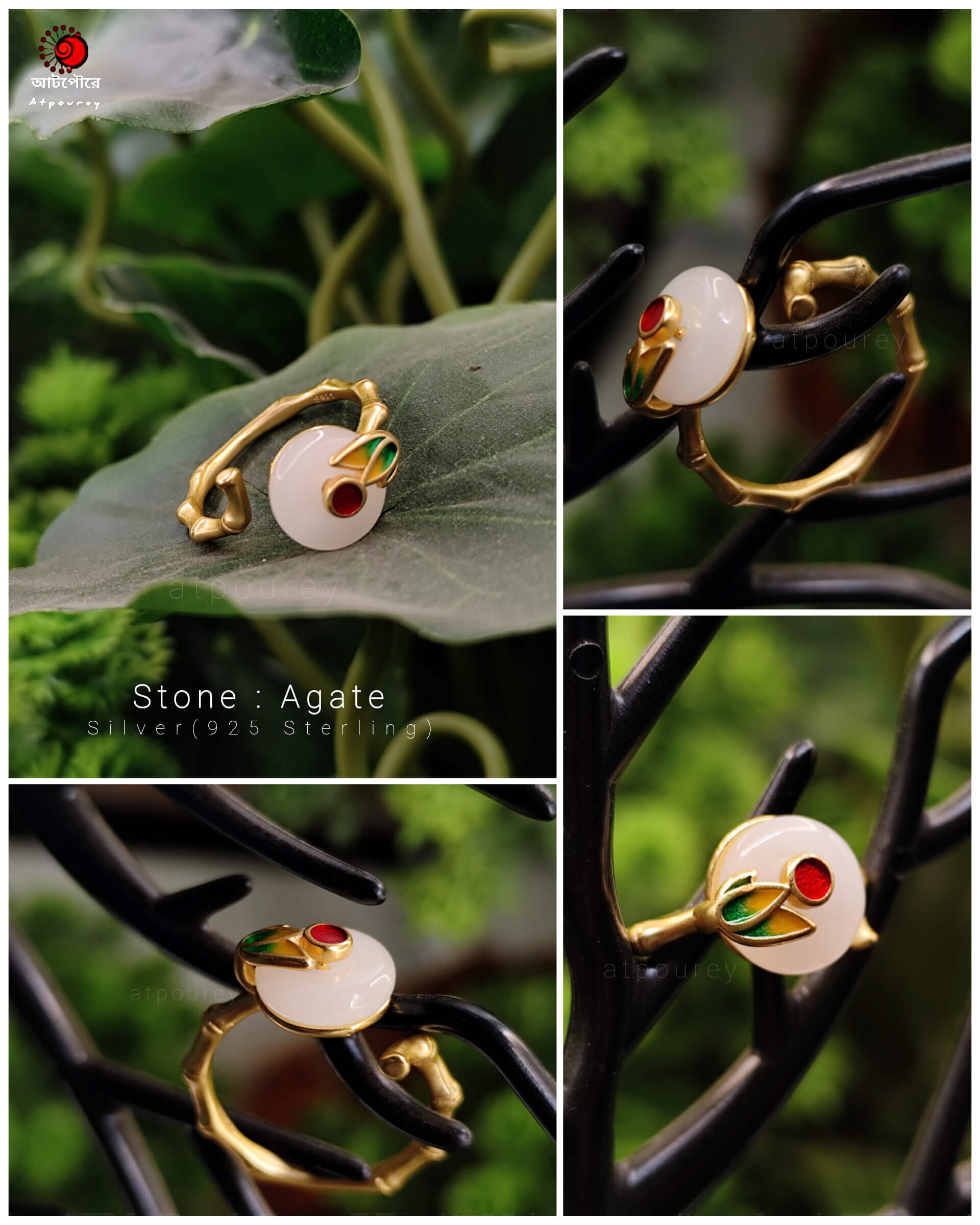 Silver Ring Agate Stone