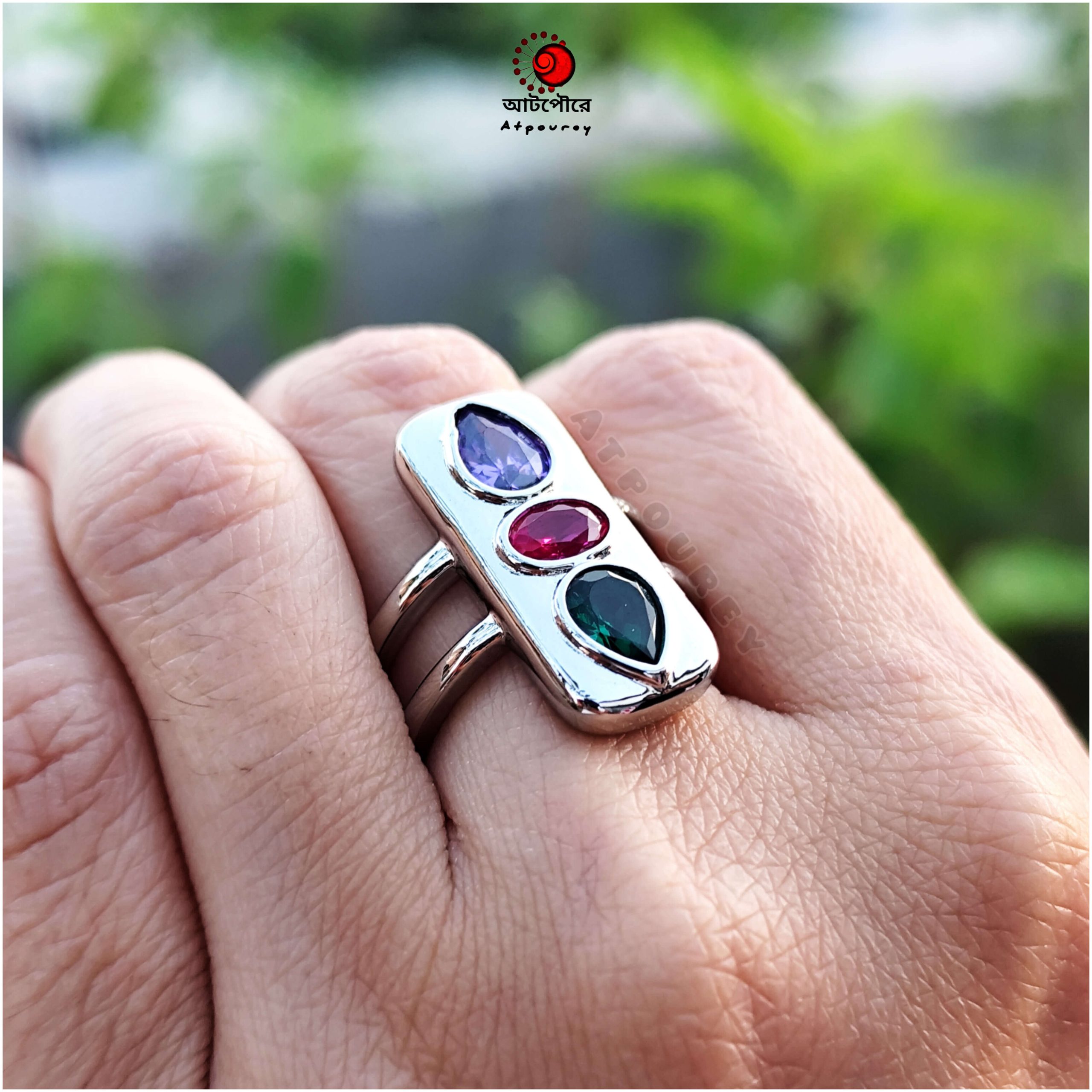 Adjustable Silver Plated Zircon Stone