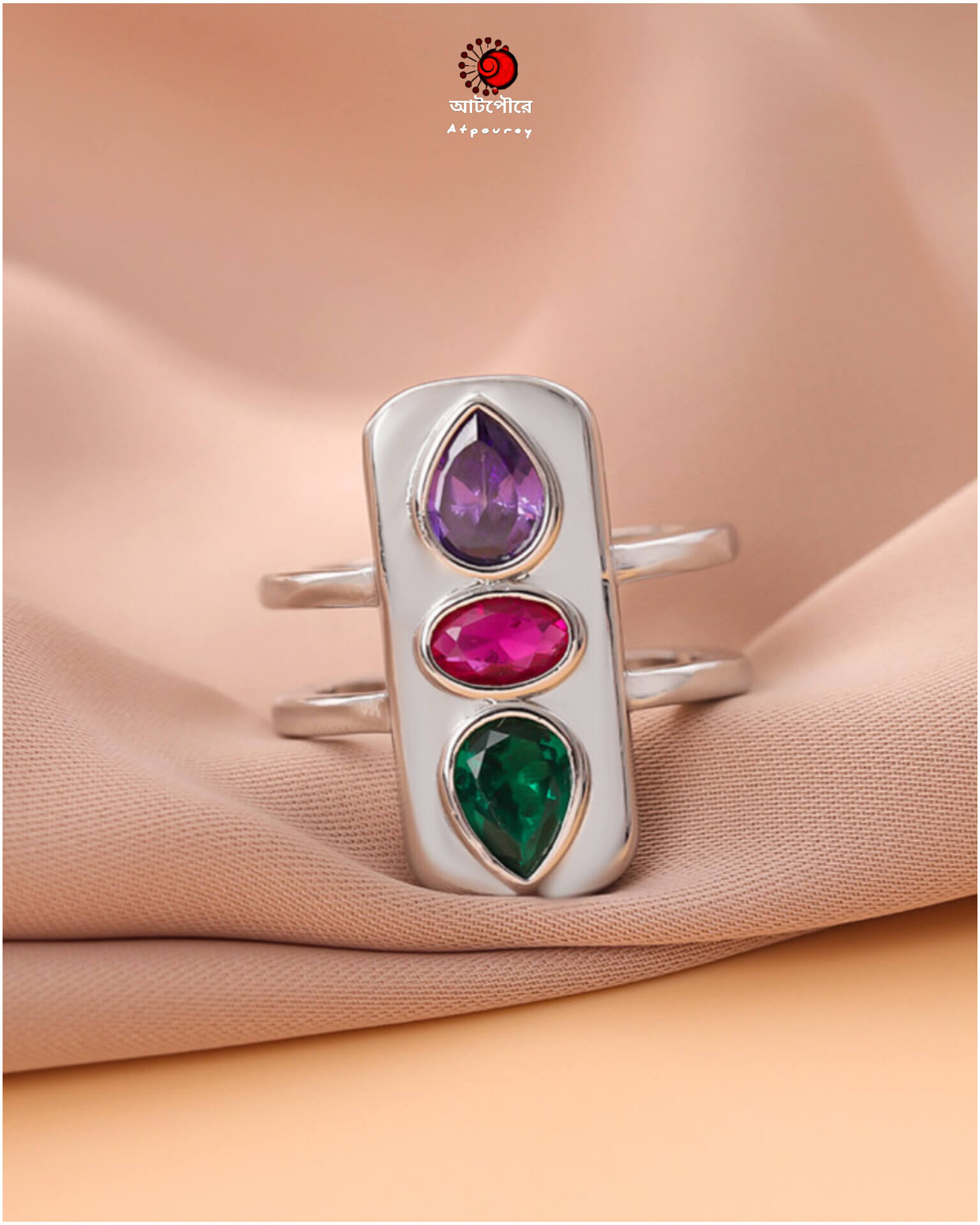 Adjustable Silver Plated Zircon Stone - Image 3