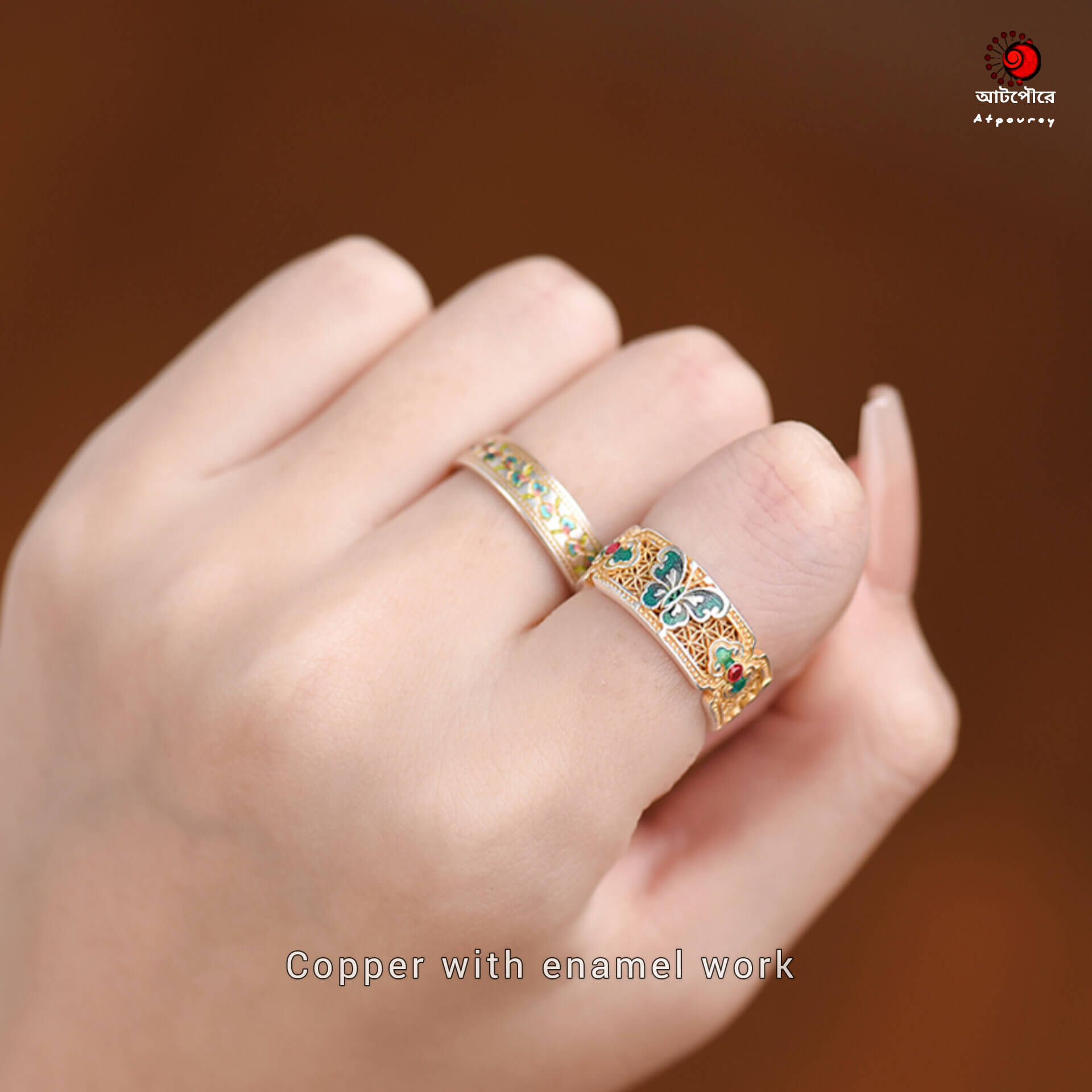 Adjustable Copper Ring-Enamel Work - Image 4