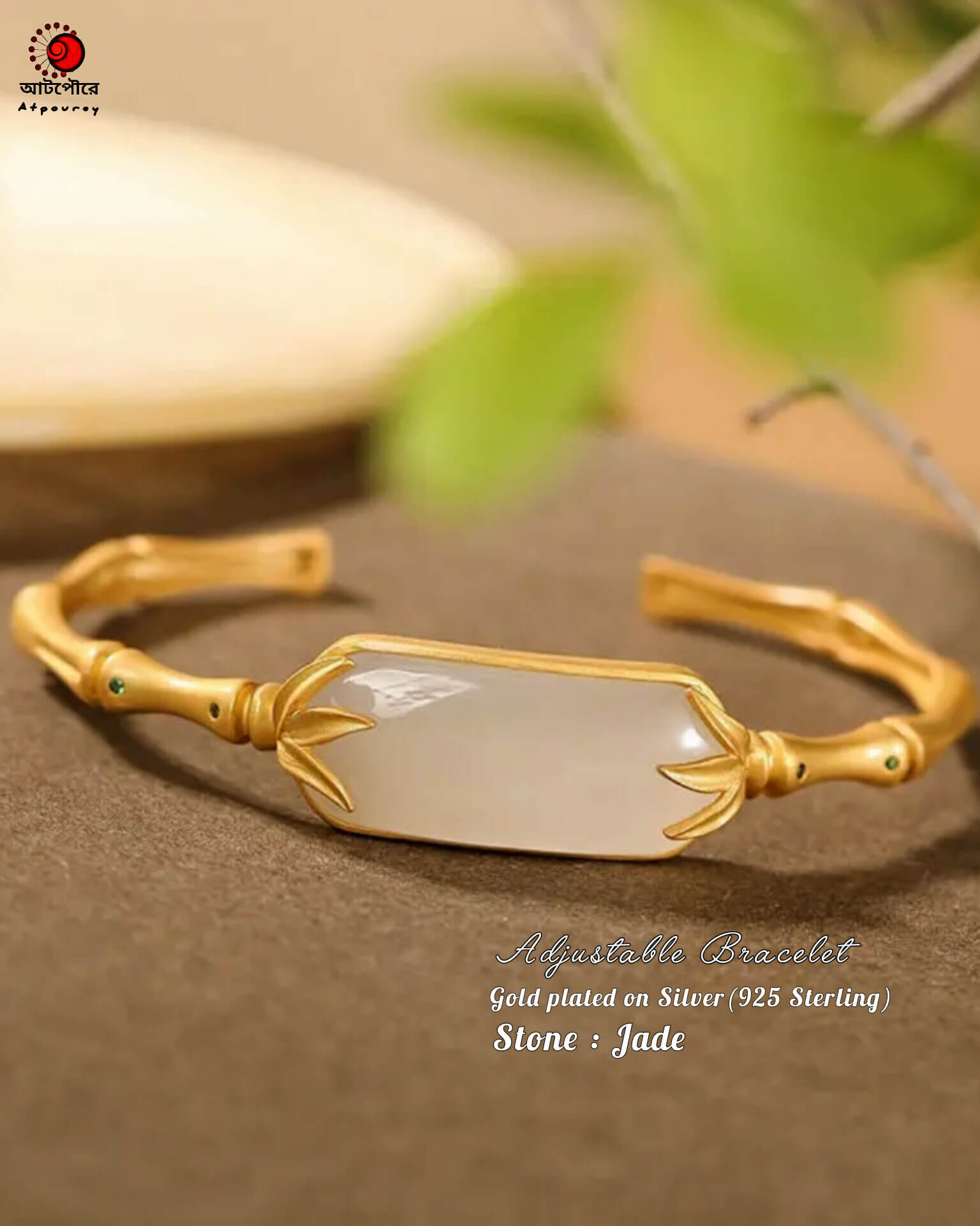 adjustable-silver-bracelet-jade-stone - Image 5