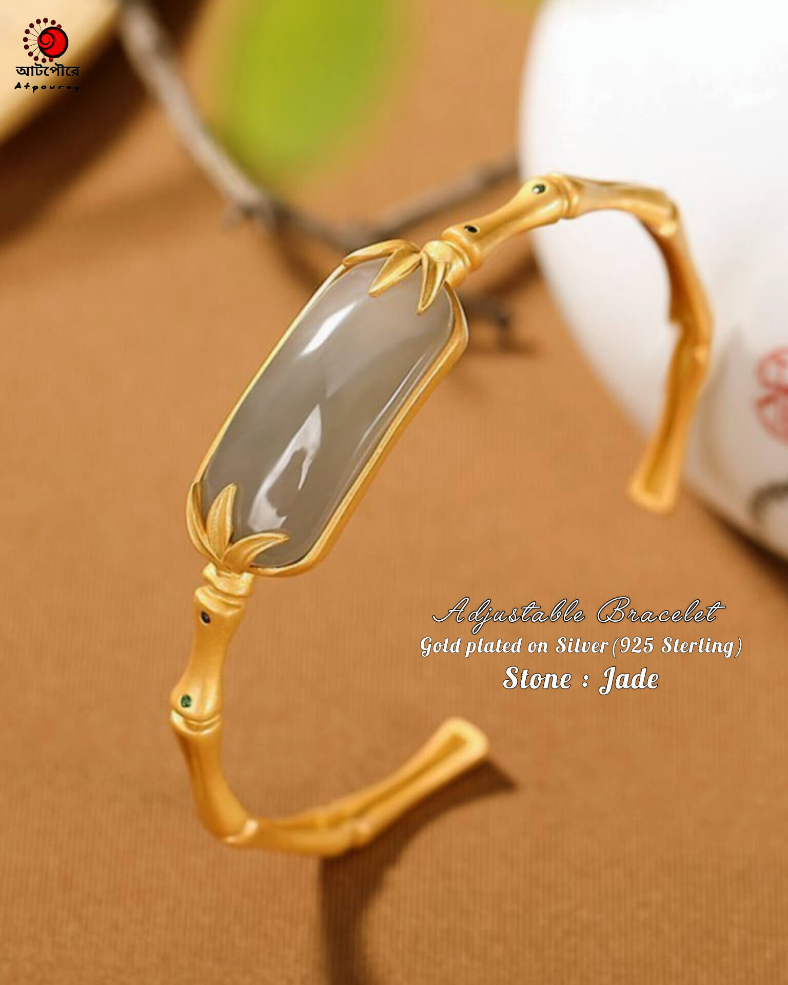 adjustable-silver-bracelet-jade-stone - Image 3