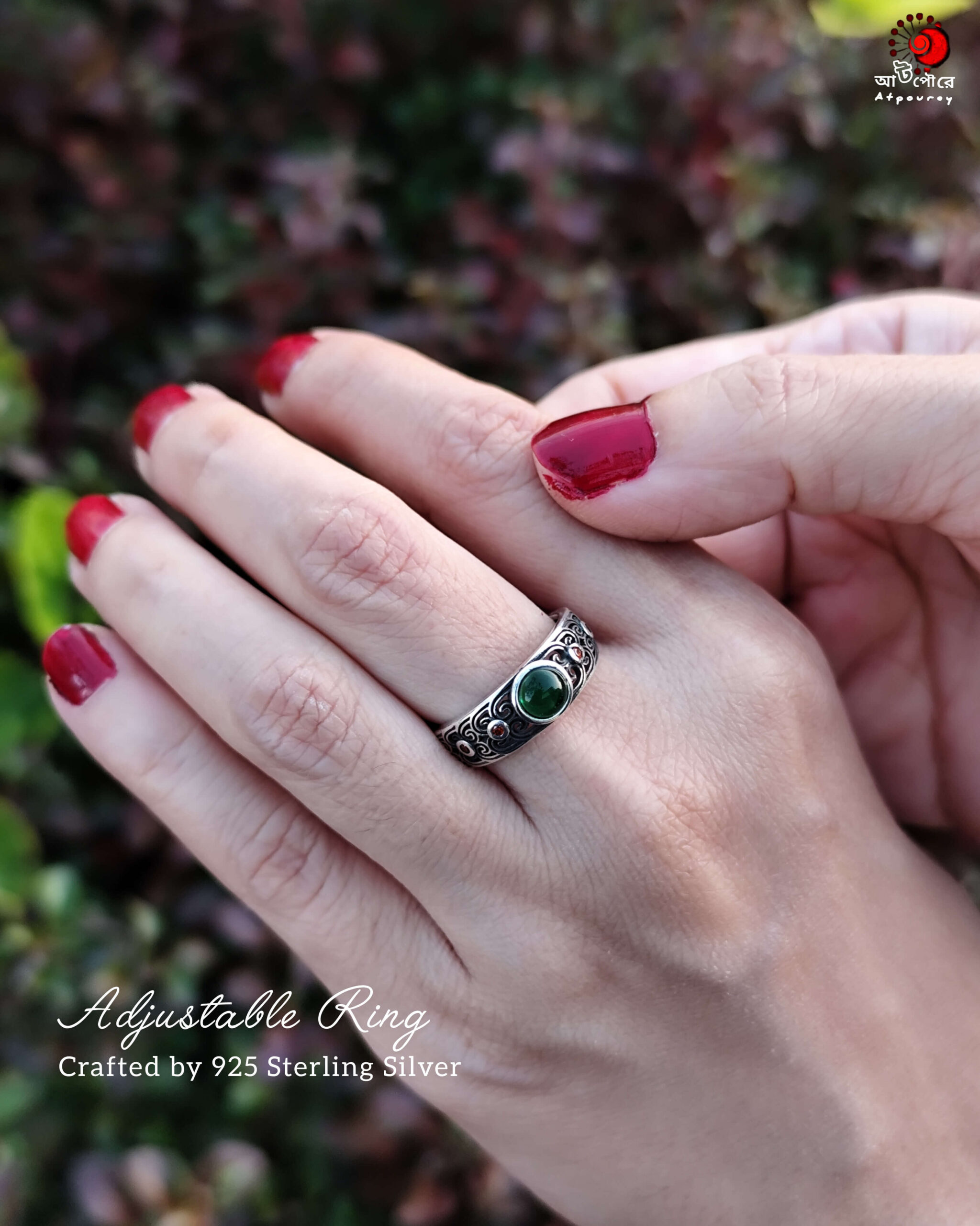 Adjustable Unique Silver Ring - Image 2