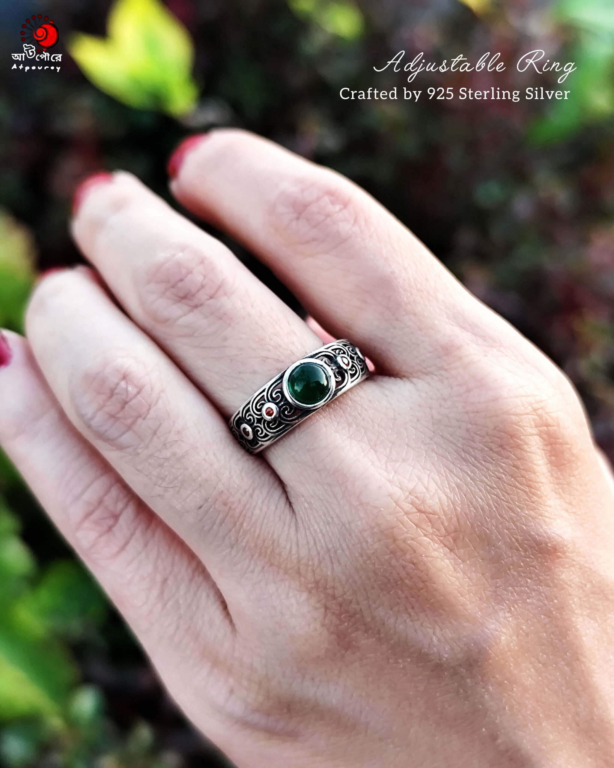 Adjustable Unique Silver Ring - Image 5