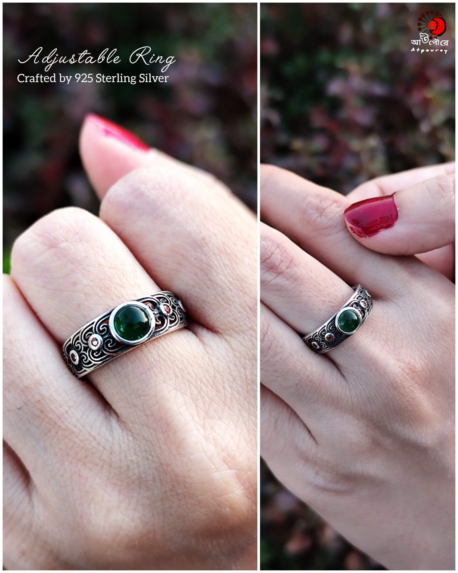 Adjustable Unique Silver Ring - Image 4