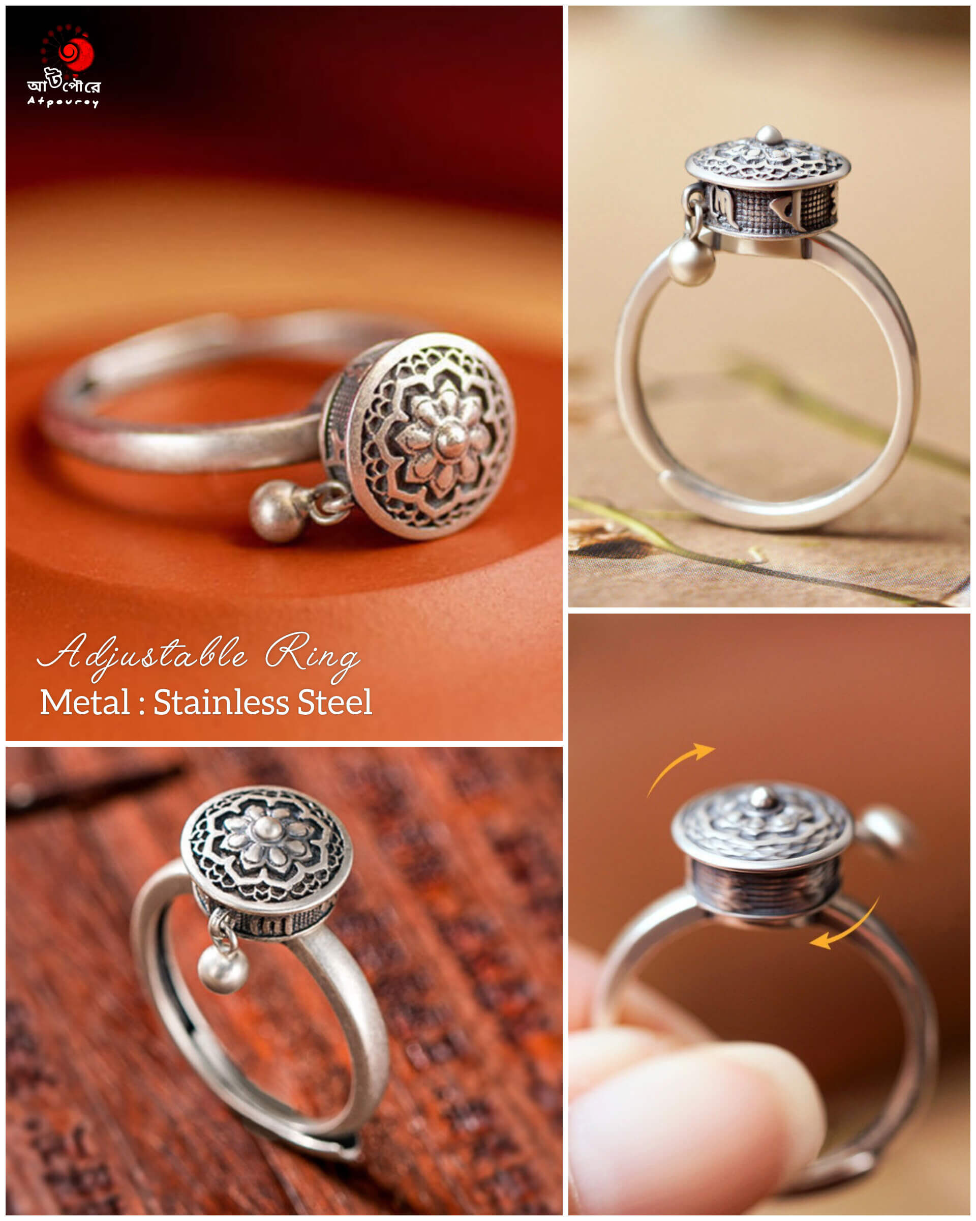 Adjustable Anti Stress Spinner Ring