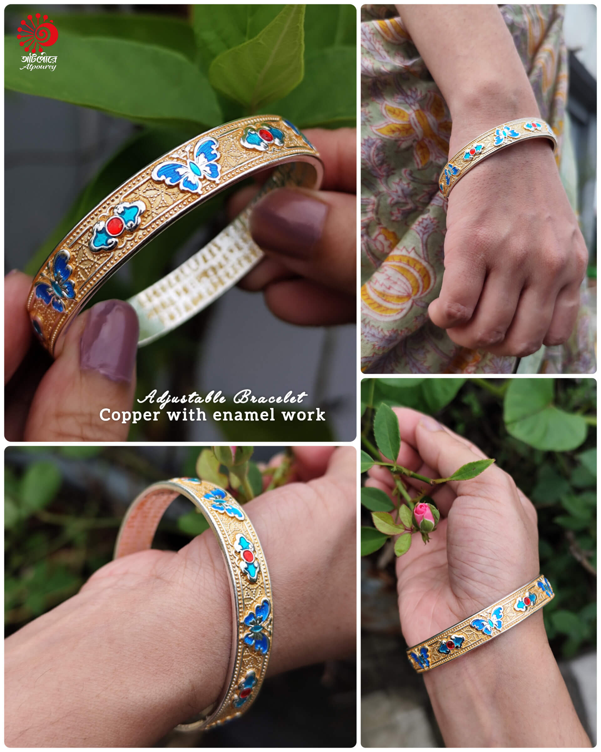 Adjustable Bracelet with Beautiful Traditional Enamel Work