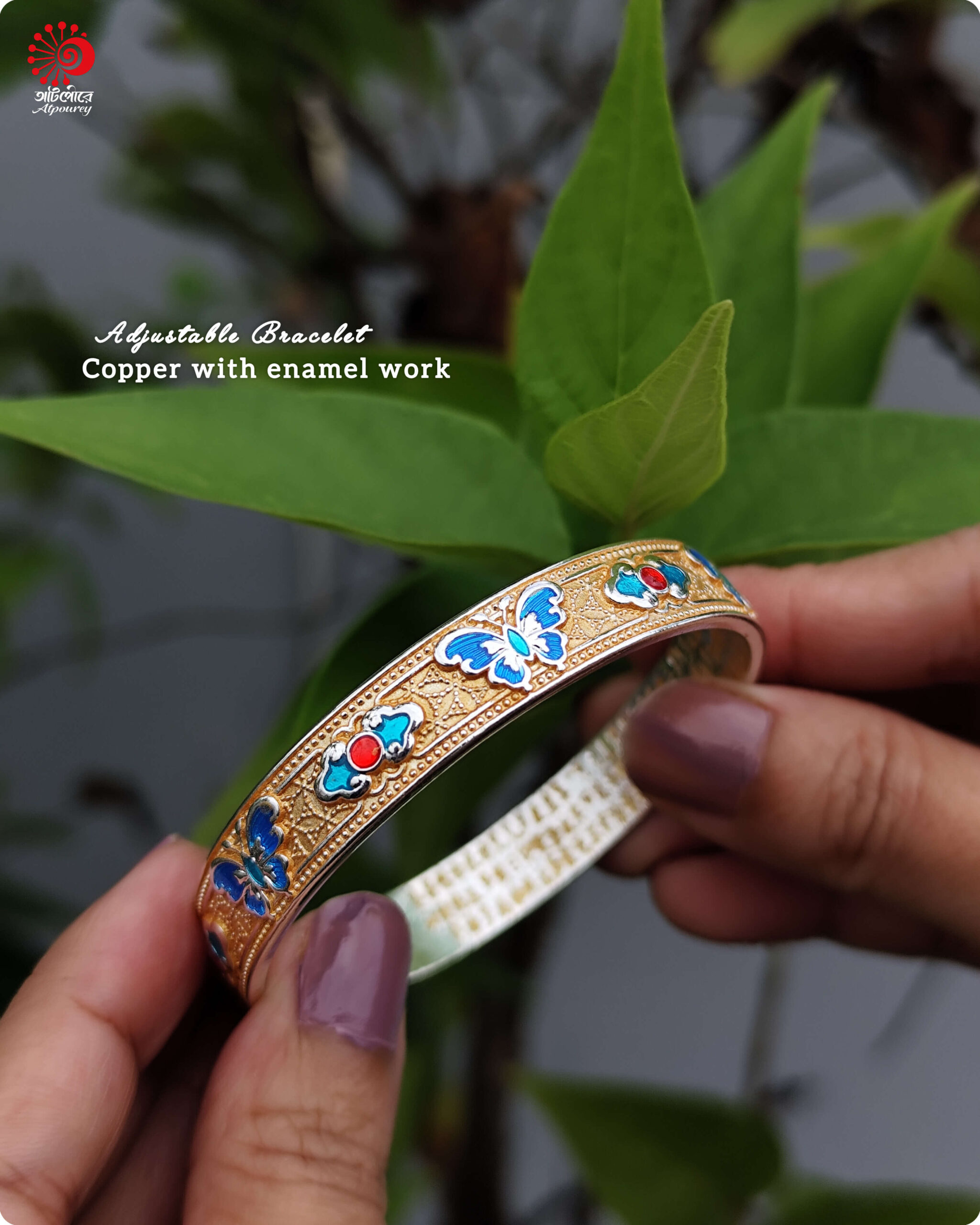 Adjustable Bracelet with Beautiful Traditional Enamel Work - Image 2