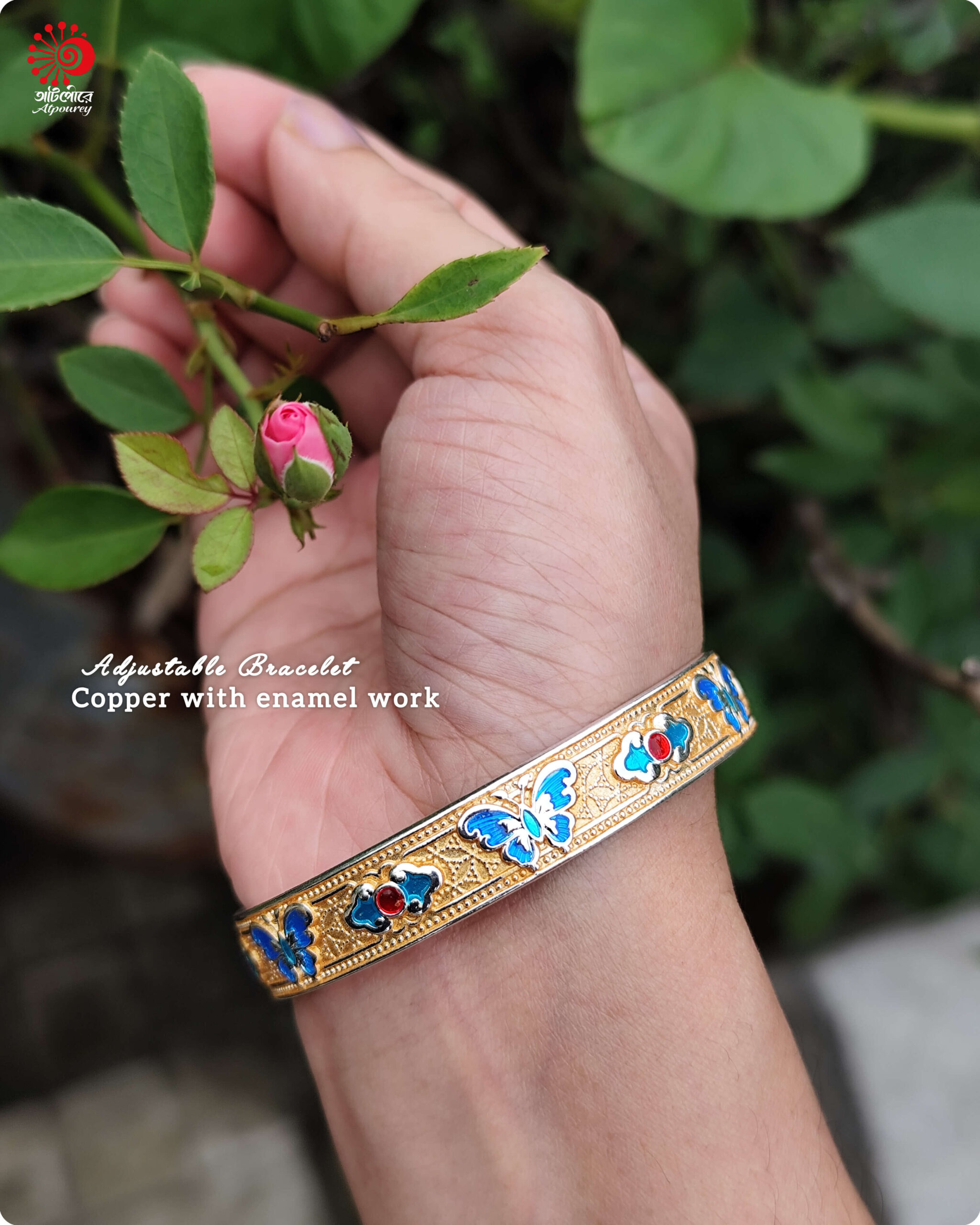 Adjustable Bracelet with Beautiful Traditional Enamel Work - Image 4