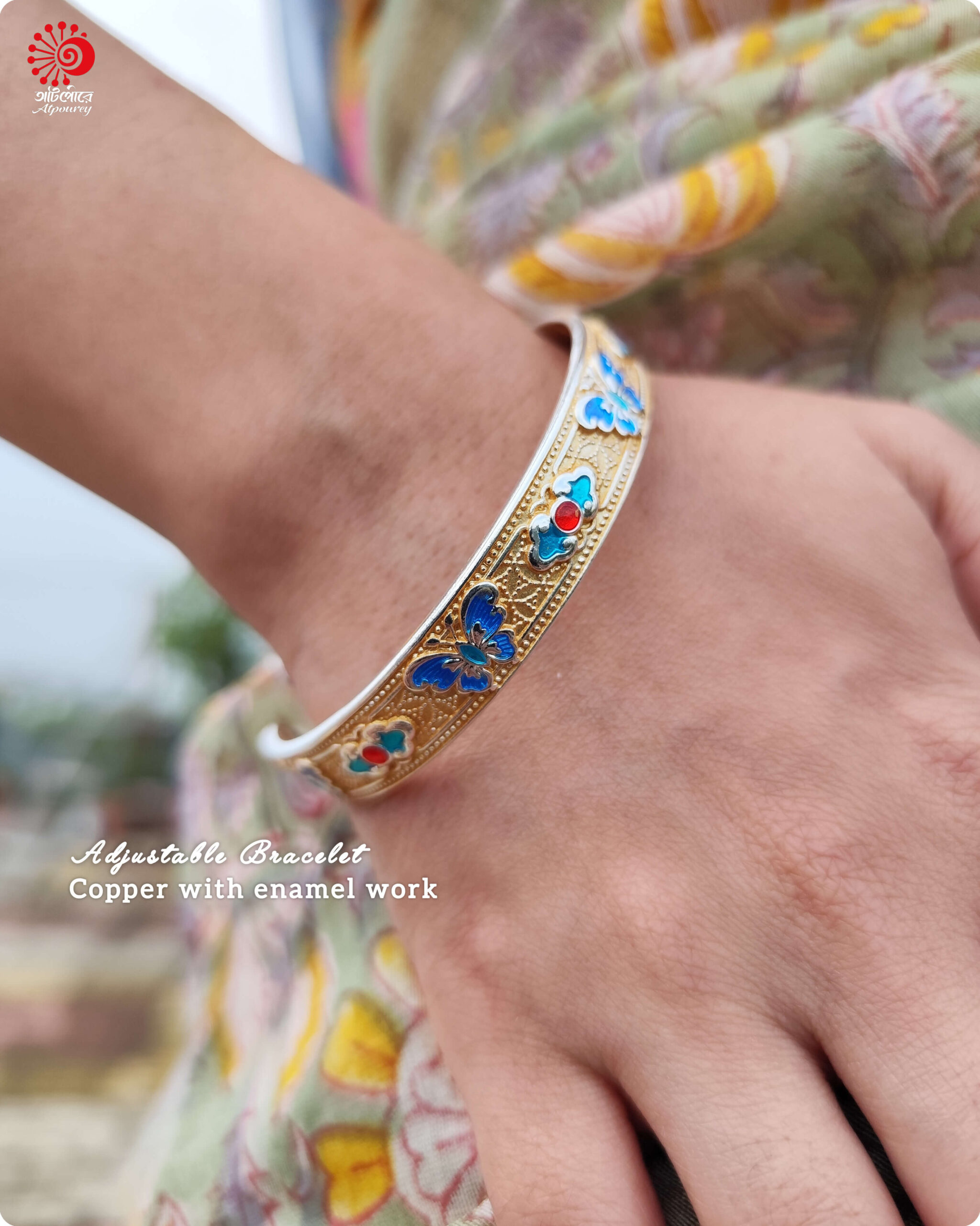 Adjustable Bracelet with Beautiful Traditional Enamel Work - Image 5