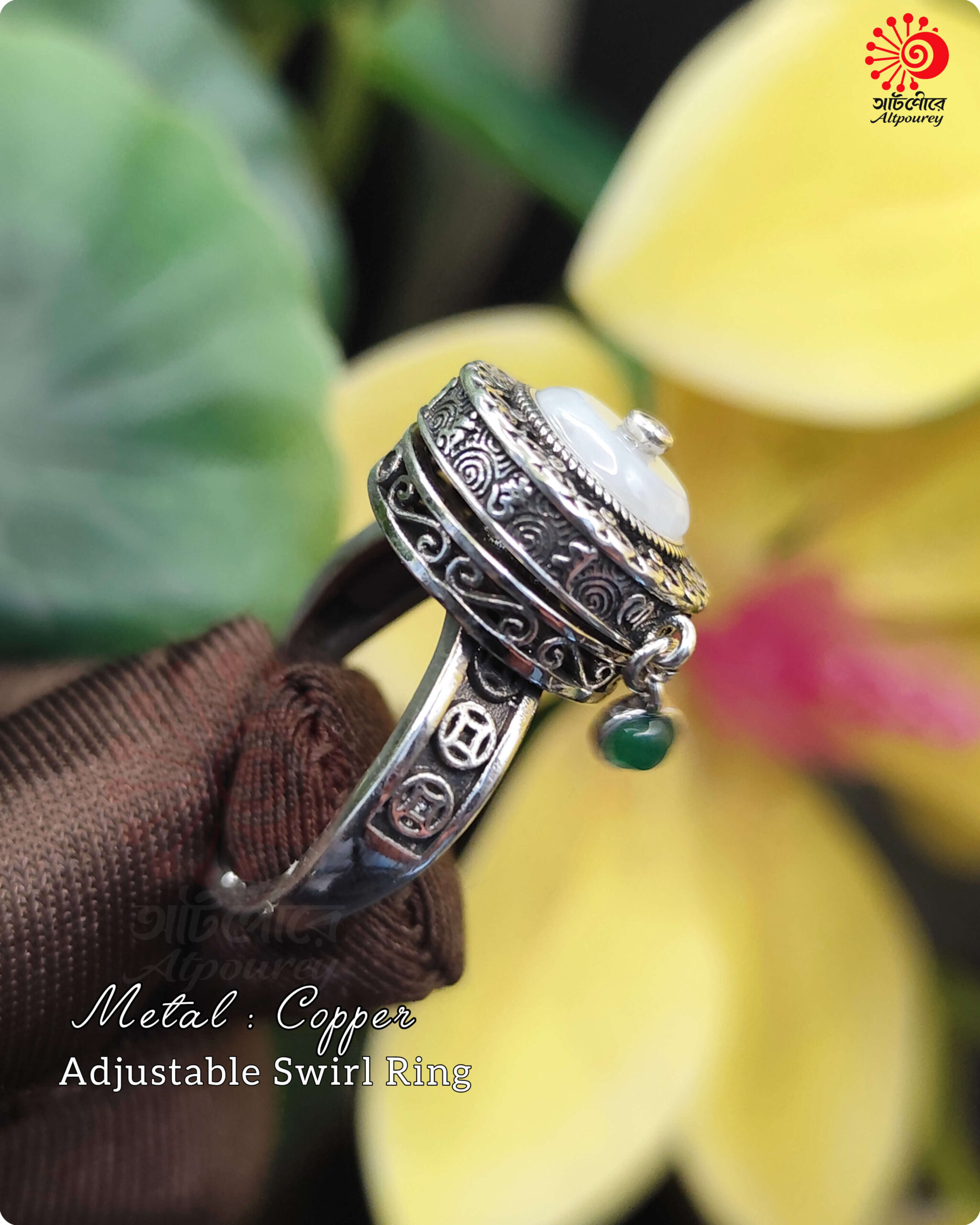 Adjustable Rotatable white stone Ring - Image 7
